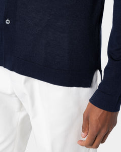 Camicia manica lunga tinta unita blu Cotone biologico e Seta Mulberry | Filatori