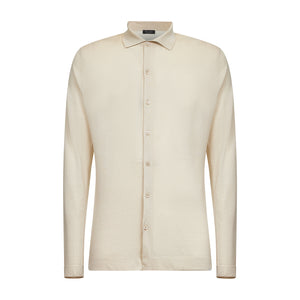 Camicia manica lunga tinta unita sabbia Cotone biologico e Seta Mulberry | Filatori