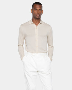 Camicia manica lunga tinta unita sabbia Cotone biologico e Seta Mulberry | Filatori