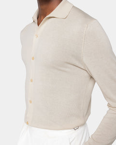Camicia manica lunga tinta unita sabbia Cotone biologico e Seta Mulberry | Filatori