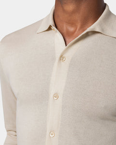Camicia manica lunga tinta unita sabbia Cotone biologico e Seta Mulberry | Filatori