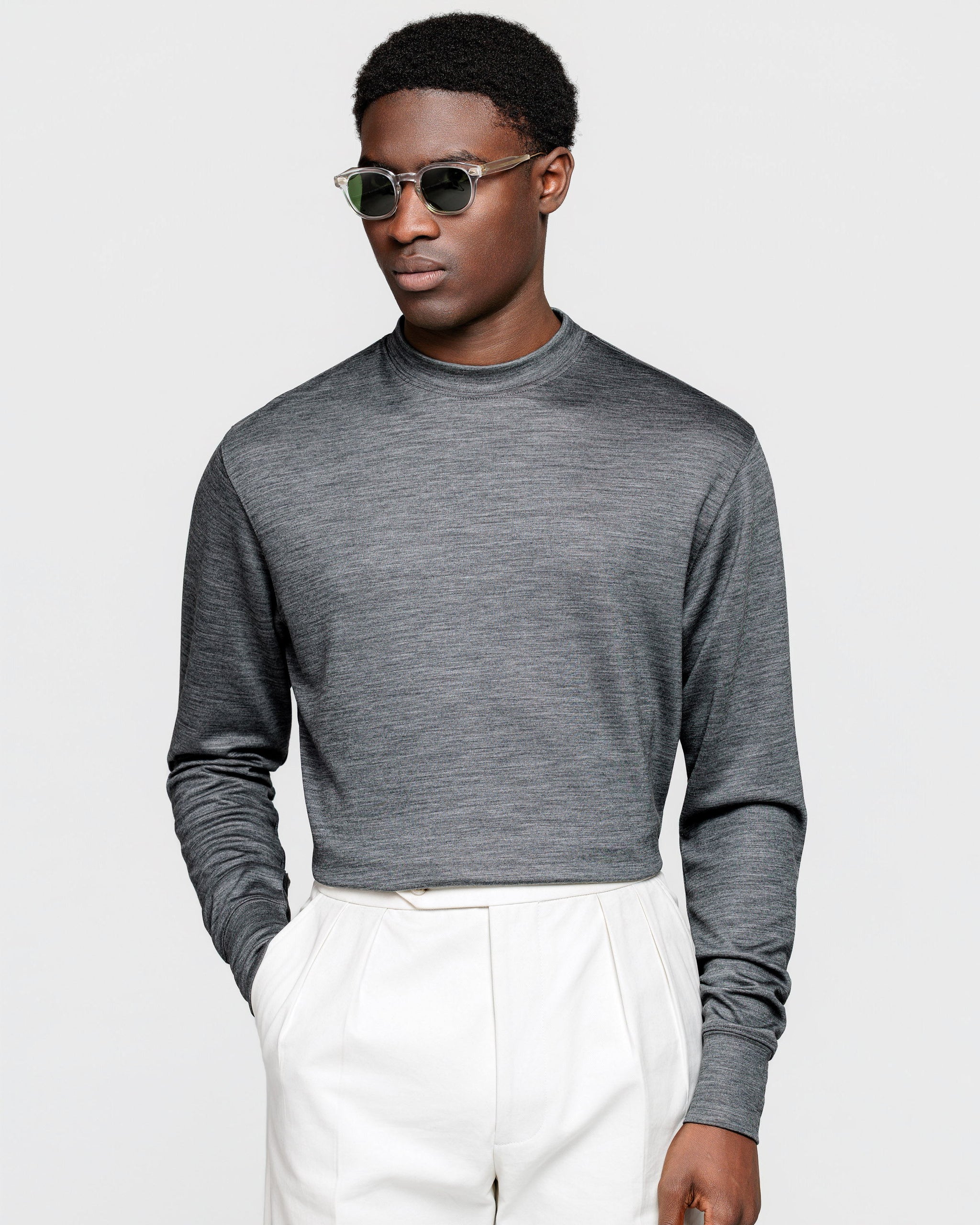 Grey Crewneck sweatshirt in Wool Super 150's | Filatori