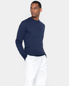 Blue Melange Crewneck sweatshirt in Cotton Cashmere | Filatori