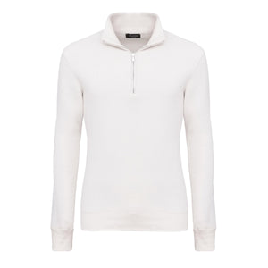 Felpa Mezza Zip tinta unita Bianco naturale Cotone Cashmere | Filatori