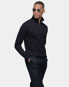 Black Half zip sweatshirt in Cotton Cashmere | Filatori