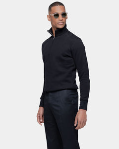 Black Half zip sweatshirt in Cotton Cashmere | Filatori