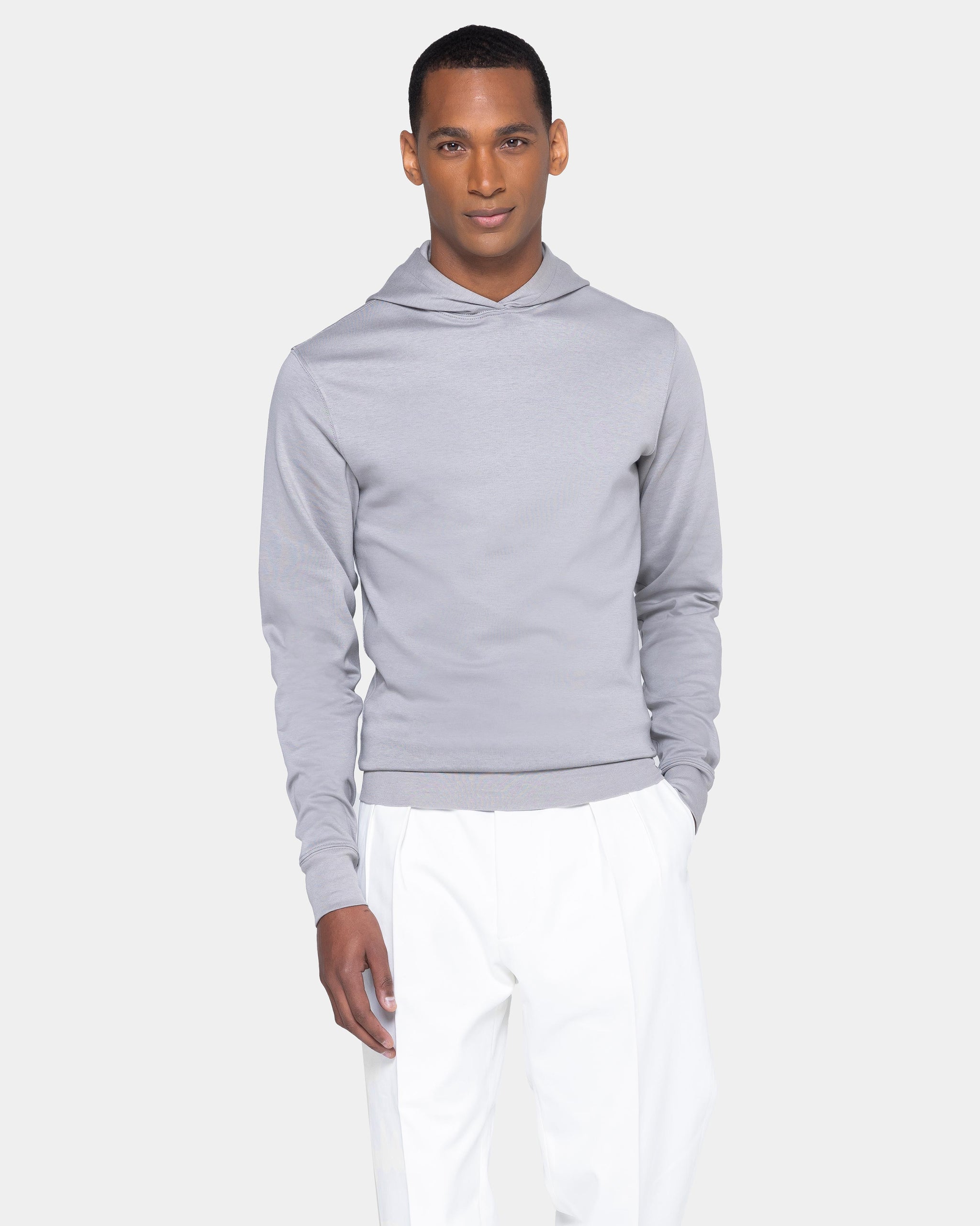 Grey Hoodie in double jersey Compact Cotton | Filatori