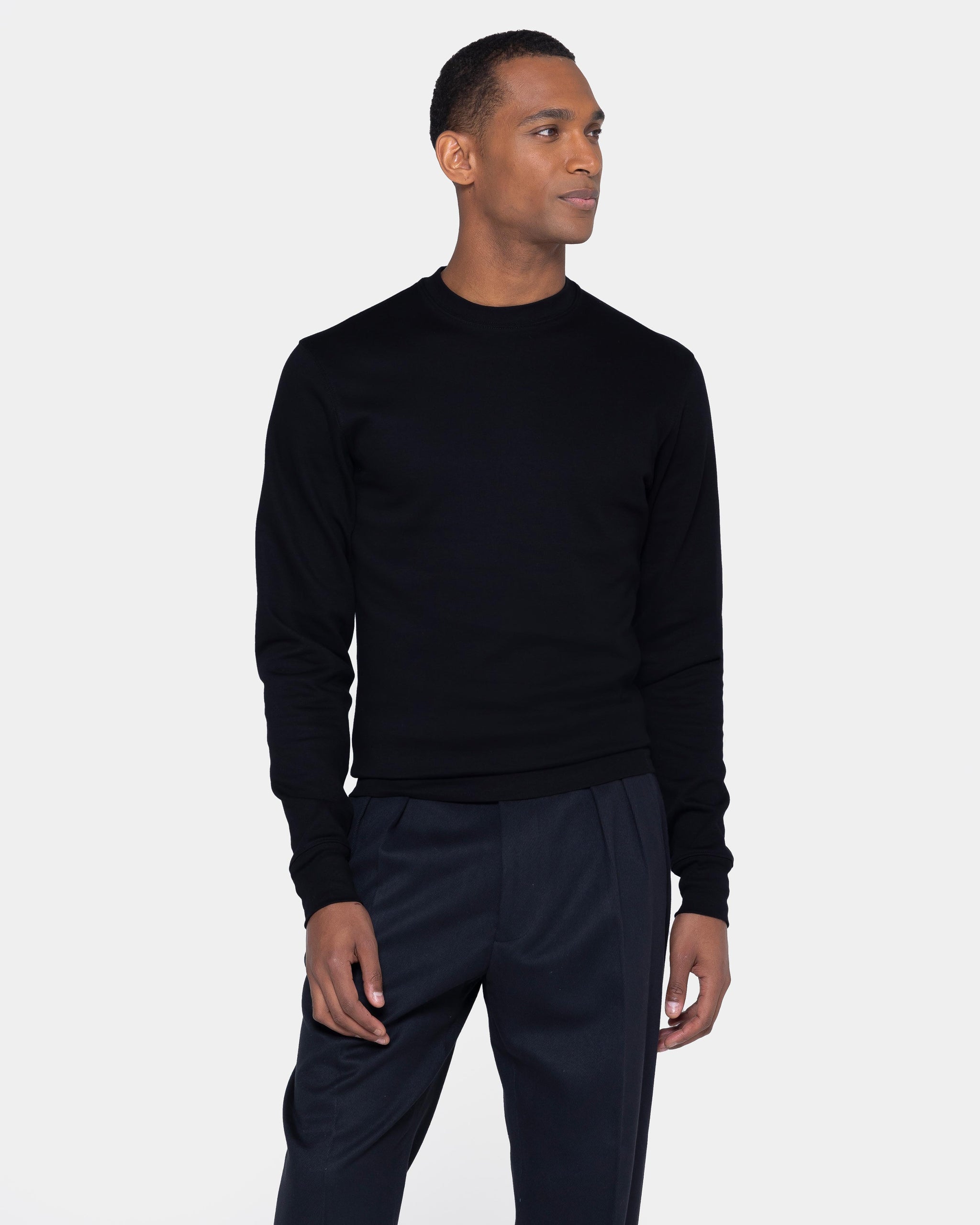 Black Crewneck sweatshirt in double jersey Compact Cotton | Filatori