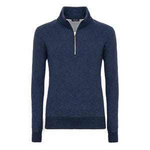 Blue Melange Half zip sweatshirt in Cotton Cashmere | Filatori