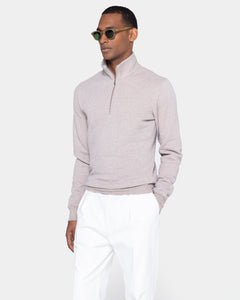 Sand Melange Half zip sweatshirt in Cotton Cashmere | Filatori