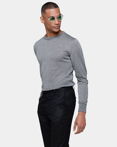 Grey Long Sleeved Crewneck Knitwear in Cashmere Mulberry Silk | Filatori