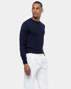 Blue Long Sleeved Crewneck Knitwear in Cashmere Mulberry Silk | Filatori