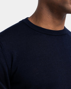 Blue Long Sleeved Crewneck Knitwear in Cashmere Mulberry Silk | Filatori