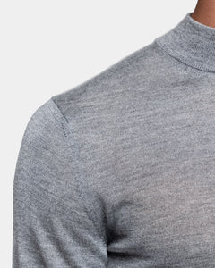 Grey Long Sleeved Highneck Knitwear in Cashmere Mulberry Silk | Filatori