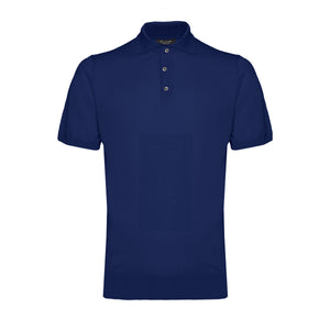 Blue Short Sleeve Polo Knitwear in Organic Cotton Mulberry Silk | Filatori