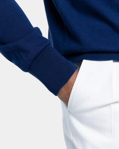 Blue Long Sleeved Polo Knitwear in Organic Cotton Mulberry Silk | Filatori