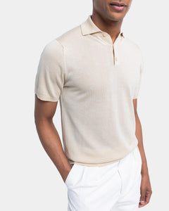 Sand Short Sleeve Polo Knitwear in Organic Cotton Mulberry Silk | Filatori