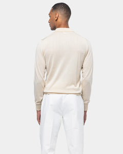 Sand Long Sleeved Polo Knitwear in Organic Cotton Mulberry Silk | Filatori