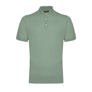 Military green Short Sleeve Polo Knitwear in Organic Cotton Mulberry Silk | Filatori