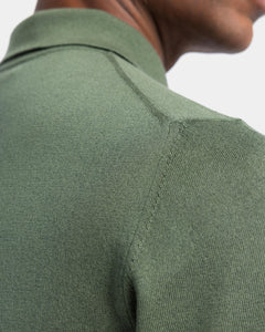 Military green Short Sleeve Polo Knitwear in Organic Cotton Mulberry Silk | Filatori