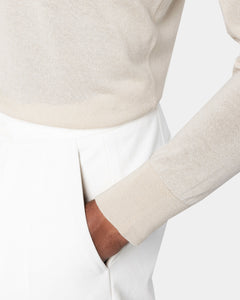 Maglia Lupetto con Zip tinta unita sabbia Cotone biologico e Seta Mulberry | Filatori
