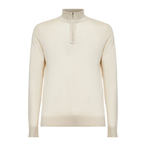 Maglia Lupetto con Zip tinta unita sabbia Cotone biologico e Seta Mulberry | Filatori