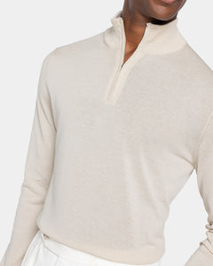 Maglia Lupetto con Zip tinta unita sabbia Cotone biologico e Seta Mulberry | Filatori