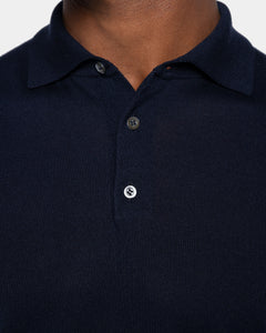 Maglia mezza manica Polo tinta unita Blu Cotone biologico e Seta Mulberry | Filatori