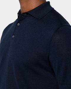 Maglia mezza manica Polo tinta unita Blu Cotone biologico e Seta Mulberry | Filatori