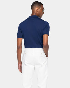 Blue Marine Short Sleeve Zip Polo Knitwear in Organic Cotton Mulberry Silk | Filatori