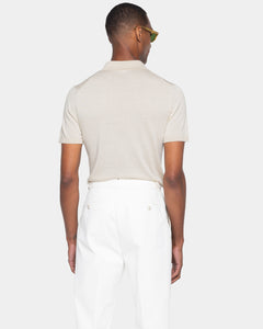 Sand Short Sleeve Zip Polo Knitwear in Organic Cotton Mulberry Silk | Filatori