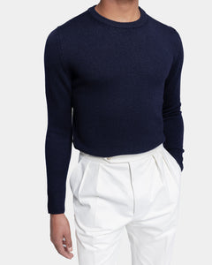 Blue Long Sleeved Crewneck Knitwear in Wool Cashmere | Filatori