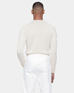 Off White Long Sleeved Crewneck Knitwear in Wool Cashmere | Filatori