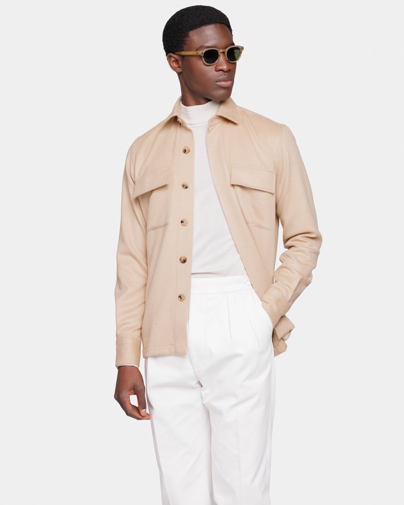 Overshirt in Sand 100% Baby Camel | Filatori 