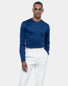 Blue Marine Long Sleeved T-Shirt 100% Egyptian Cotton | Filatori 