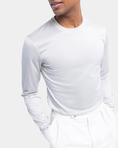 Pearl grey Long Sleeved T-Shirt 100% Egyptian Cotton | Filatori 