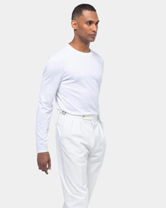 White Soft Long Sleeved T-Shirt Silk Cotton | Filatori 