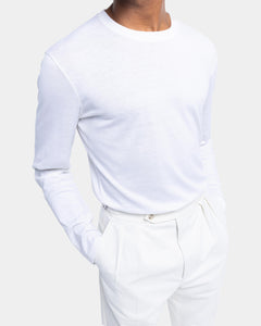 White Soft Long Sleeved T-Shirt Silk Cotton | Filatori 