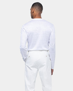 White Long Sleeved T-Shirt 100% European Linen | Filatori 