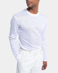 White Long Sleeved T-Shirt 100% European Linen | Filatori 