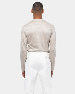 Sand Long Sleeved T-Shirt 100% European Linen | Filatori 