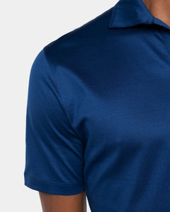 Polo senza bottoni manica corta tinta unita Blu Marino 100% Cotone egiziano | Filatori