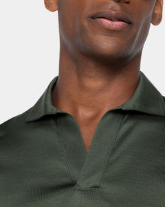 Polo senza bottoni manica corta tinta unita Verde Militare 100% Cotone egiziano | Filatori
