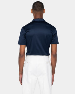 Polo senza bottoni manica corta tinta unita Blu 100% Cotone egiziano | Filatori
