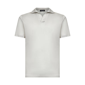Pearl Grey Short Sleeve Buttonless Polo 100% Egyptian Cotton | Filatori