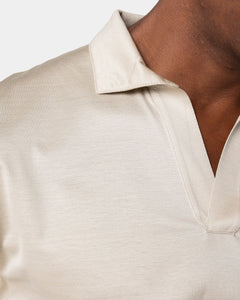 Polo senza bottoni manica corta tinta unita Sabbia 100% Cotone egiziano | Filatori