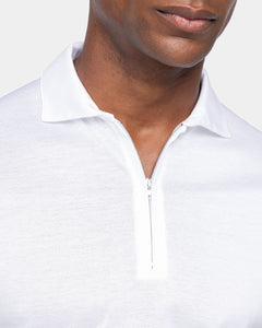 White Short Sleeve Half Zip Polo 100% Egyptian Cotton | Filatori