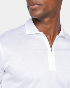 White Short Sleeve Half Zip Polo 100% Egyptian Cotton | Filatori