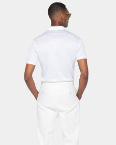 White Short Sleeve Half Zip Polo 100% Egyptian Cotton | Filatori