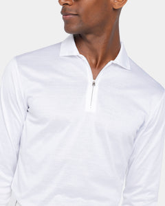 White Long Sleeve Half Zip Polo 100% Egyptian Cotton | Filatori